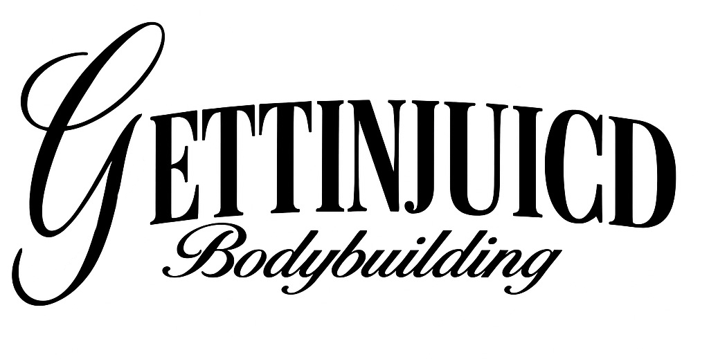 GettinJuicd Bodybuilding logo in stylized black text on white background